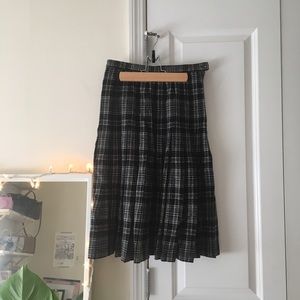 Vintage Grey Wool Pleated Skirt